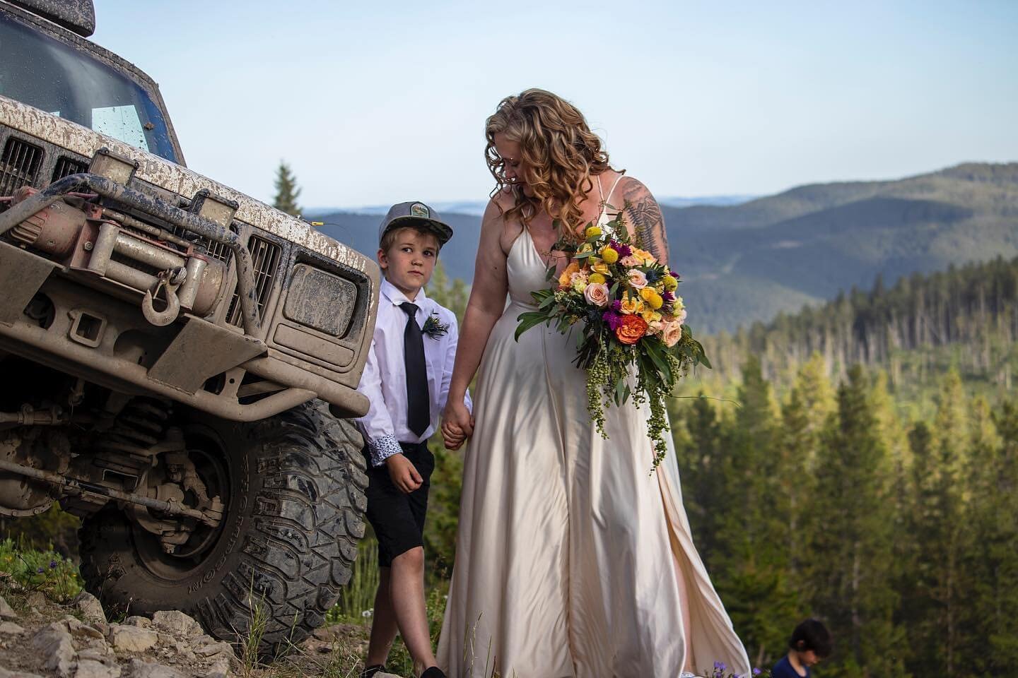 You know what&rsquo;s weird? Posting my own wedding photos. Super weird. 

Huge thank you to @mountainsandmemories.ca for this beautiful candid shot of me and my little man.

We had the most amazing 10 days of camping and Jeeping at Mclean Creek topp